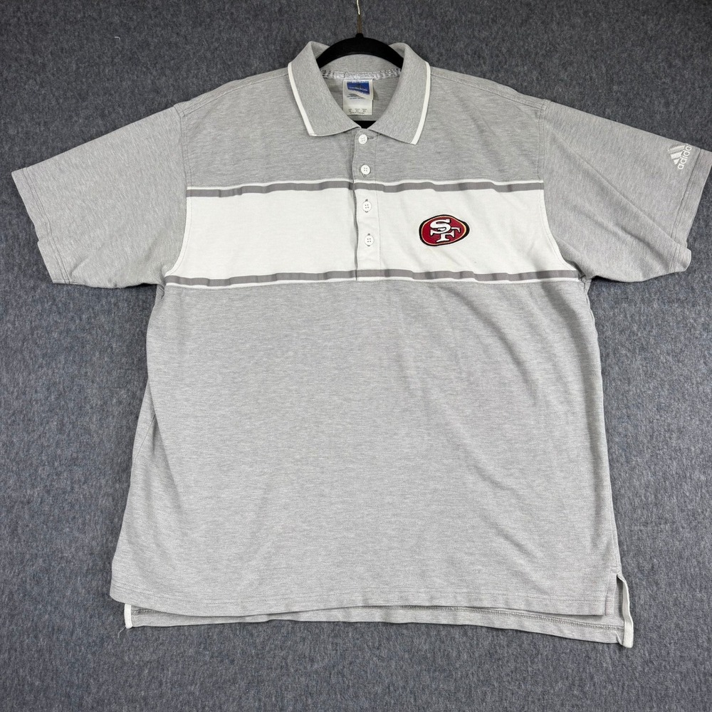 Adidas Polo Shirt Men XL Gray San Francisco 49ers Colorblock Short Sleeve NFL